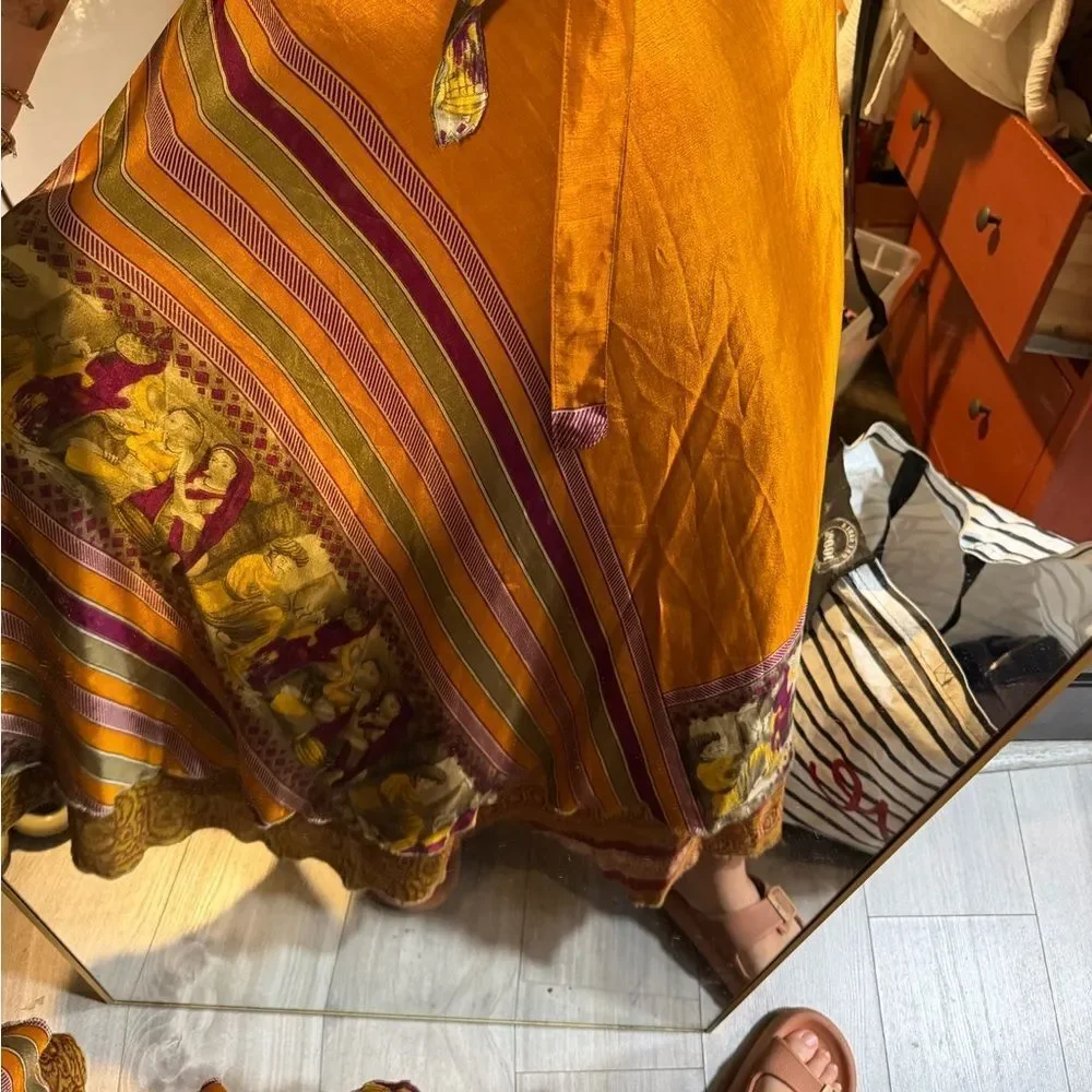 Vibrant Multicolor Skirt with Artistic Pattern reversible silk art slirt
